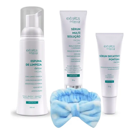 Kit Home Care Acne Detox Oleosidade Cicatrizante - Extratos Foto 1