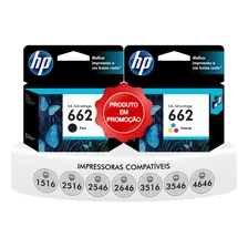 Kit Hp 662 Preto + Hp 662 Color Deskjet 1516 2516 3516 4646 Foto  mini 1