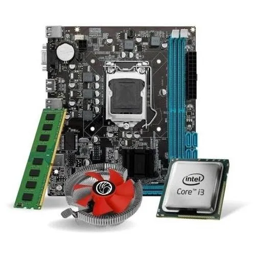 Kit I3 6100 Intel +pl Mãe H110 Ddr4+ Mem. 4gb Ddr4 + Cooler Cor Verde-escuro Foto 1