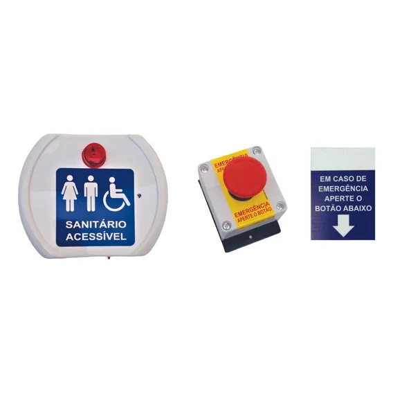 Kit Idosos Deficientes Banheiro Alarme Audiovisual - Com Fio Cor Branco Foto 1