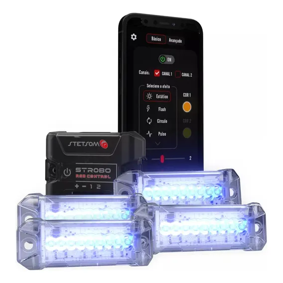 Kit Iluminação Dinamica Caixa Bob Stetsom Central Strobo 4 Canhões Com Led Cores Rgb Liga Até 1.200 Canhões E Fitas Sistema 2811 Aplicativo Para Smartphone Android Ou Ios Foto 1