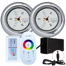 Kit Iluminação Piscina Alvenaria 2 Led 9w Rgb Inox Comando 110V/220V Foto mini 1