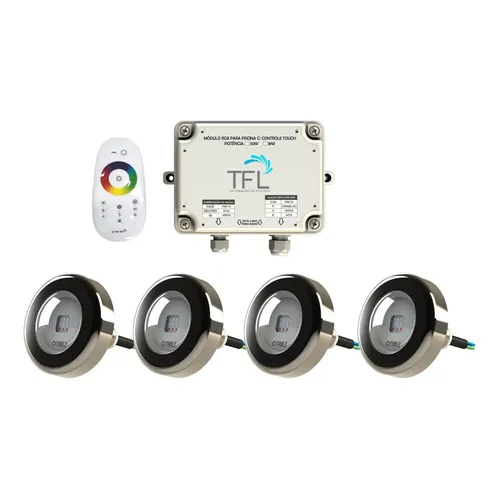 Kit Iluminação Piscina - Contr Touch + 4 Leds Rgb 9w Tholz Foto 1