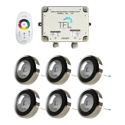Kit Iluminação Piscina - Contr Touch + 6 Leds Rgb 6w Tholz Foto 1