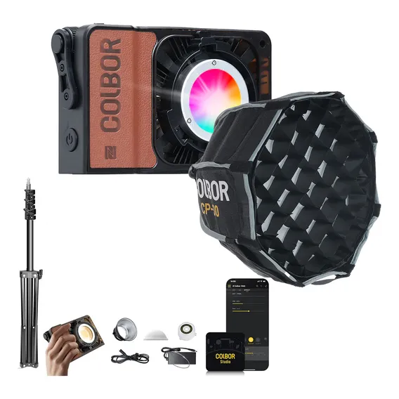 Kit Iluminador Led Rgb Colbor W60r + Softbox Cp30 + Tripé Foto 1