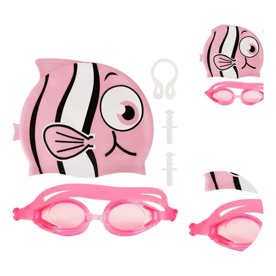 Kit Infantil Natação Menina Óculos E Touca Silicone Foto 1