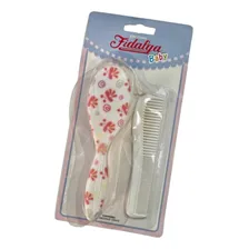 Kit Infantil Pente Escova Cerdas Naturais Macias Cor Branco Foto mini 1