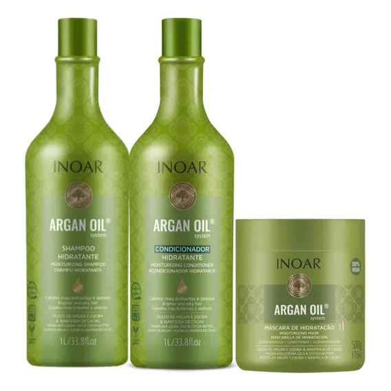Kit Inoar Argan Oil Sh+cond 1l + Máscara 500g Foto 1