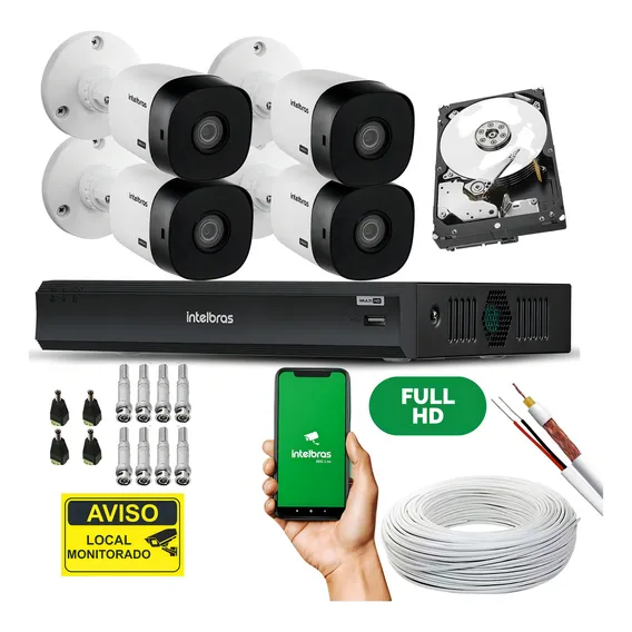 Kit Intelbras 4 Cam Full Hd 1220b 1080p Dvr Mhdx 3004 Foto 1
