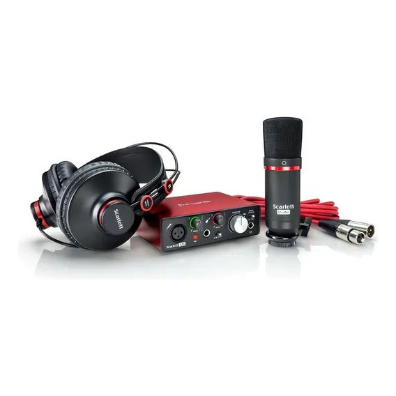 Kit Interface Focusrite Scarlett Solo Studio 3 Geração Cor Vermelho Foto 1