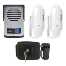 Kit Interfone Porteiro Agl + 1 Extensão + Fechadura 12v Foto mini 1