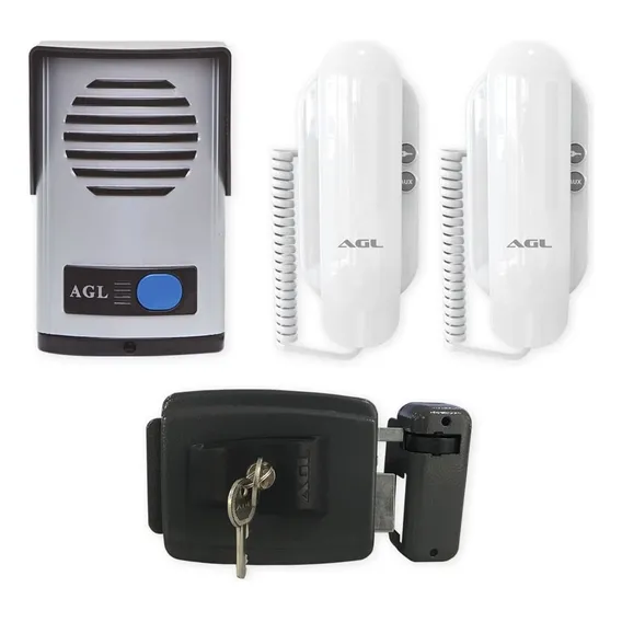 Kit Interfone Porteiro Agl + 1 Extensão + Fechadura 12v Foto 1