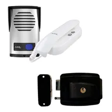 Kit Interfone Porteiro Agl Fechadura 12v Portão Abre P/ Fora Foto  mini 1