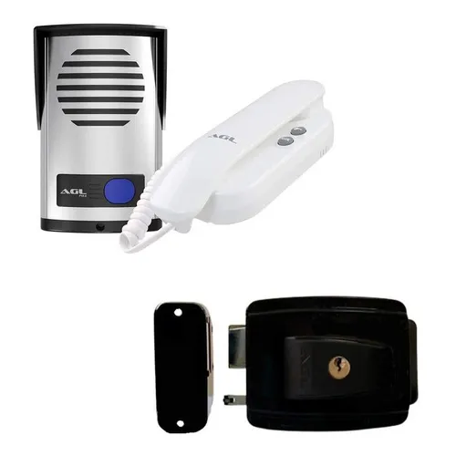 Kit Interfone Porteiro Agl Fechadura 12v Portão Abre P/ Fora Foto 1