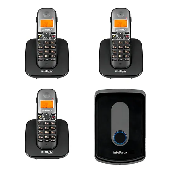 Kit Interfone Porteiro Intelbras S/ Fio Tis 5010 3 Ramais Tf Cor Preto Bivolt Foto 1