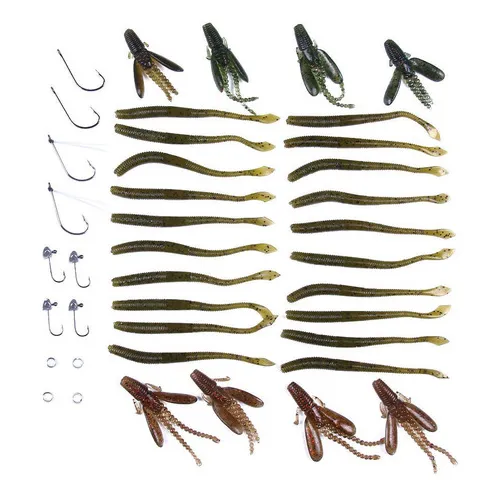 Kit Iscas Artificiais Grub Shad 40 Peças Jig Head E Anzol Cor Foto Foto 1