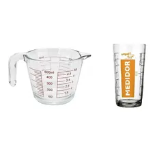 Kit Jarra Medidora Vidro 500ml + Copo Medidor 390ml Nadir Foto  mini 1