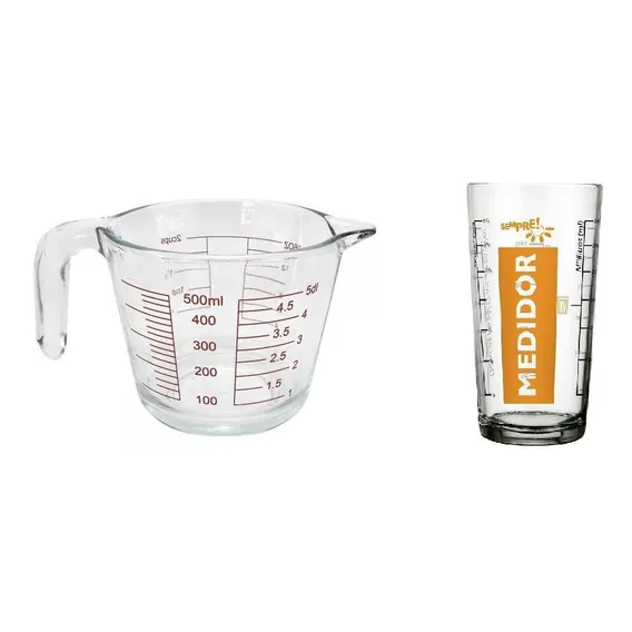 Kit Jarra Medidora Vidro 500ml + Copo Medidor 390ml Nadir Foto 1