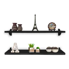 Kit Jogo 2 Prateleiras De Parede Madeira Mdf Preto 60 X 15 Foto mini 1