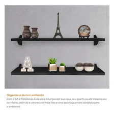 Kit Jogo 2 Prateleiras De Parede Madeira Mdf Preto 60 X 15 Foto mini 4