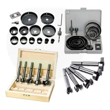 Kit Jogo 21 Pçs Brocas Fresas + Serra Copo Madeira Forstner Foto mini 1