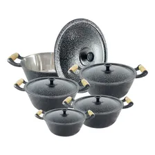 Kit Jogo 5 Panela Grossa Fundido AlumÃnio Batido Cor Craqueada Foto mini 1