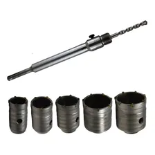 Kit Jogo 7pçs Serra Copo Concreto Videa Haste Sds Plus 30-65 Foto  mini 1
