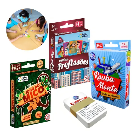 Kit Jogo Cartas Rouba Monte + Jogo Mem贸ria + Jogo Do Mico Foto 1
