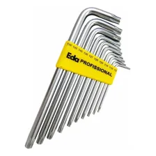 Kit Jogo Chave Torx Aço Tipo L Com 10 Peças T9 A T50 Foto  mini 1