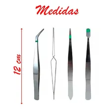 Kit Jogo De 4 Pinças Em Aço Para Eletrônicos E Artesanato Foto mini 2