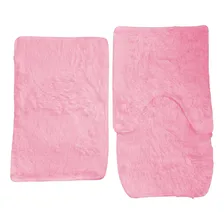 Kit Jogo De Banheiro 3 Peludo Felpudo Shaggy Luxo Cor Rosa Foto mini 1