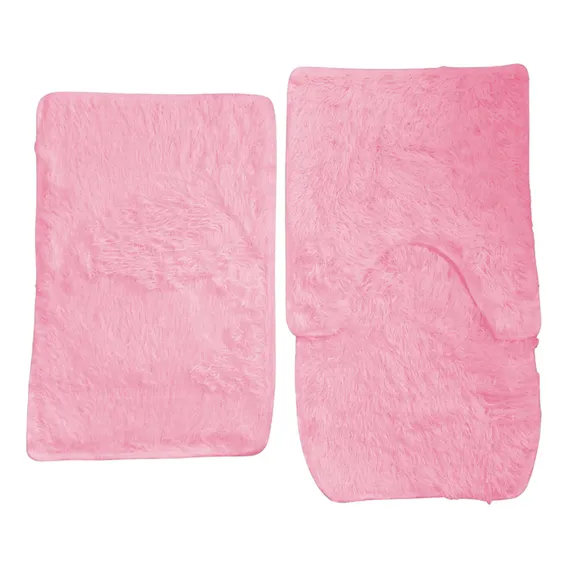Kit Jogo De Banheiro 3 Peludo Felpudo Shaggy Luxo Cor Rosa Foto 1