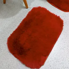 Kit Jogo De Banheiro 3 Peludo Felpudo Shaggy Luxo Cor Vermelho Foto mini  2