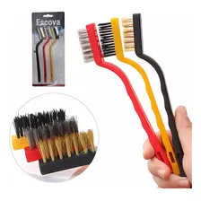 Kit Jogo De Escovas Multiuso Limpeza 3 Peças Aço Latão Nylon Foto mini 1