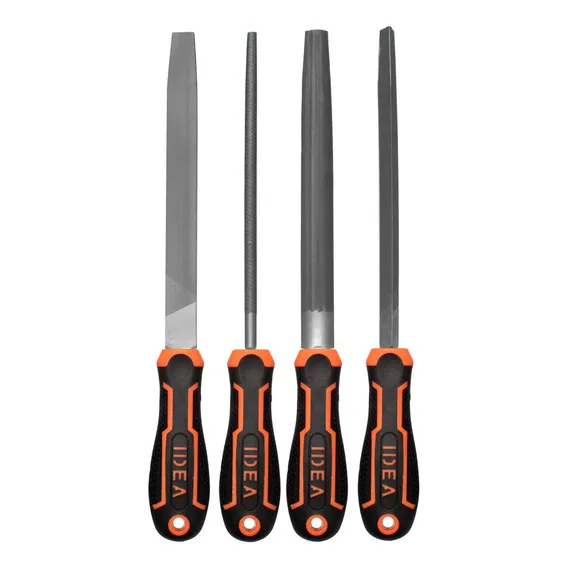 Kit Jogo De Limas Bastarda 8'' Cabo Emborrachado 4 Peças Foto 1