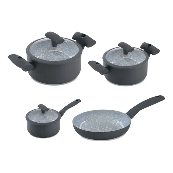Kit Jogo De Panelas 4 Peças Cerâmica Antiaderente Hércules Cor Cinza Foto 1