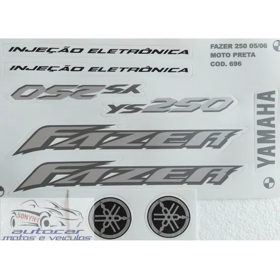 Kit Jogo Faixa Adesiva Fazer 250 Ys 2005 / 2006 Preta Foto 1