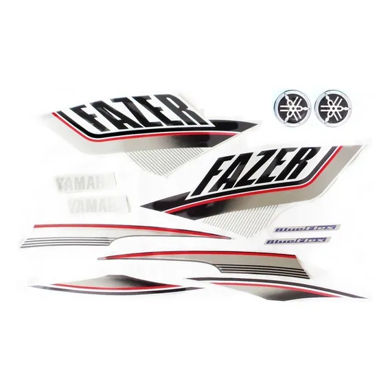 Kit Jogo Faixa Adesivo Fazer 250 2015 Branca Blue Flex Foto 1