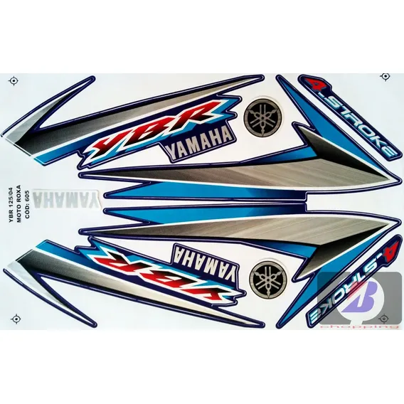 Kit Jogo Faixa Adesivo Yamaha Ybr 125 Roxa 2004 Foto 1