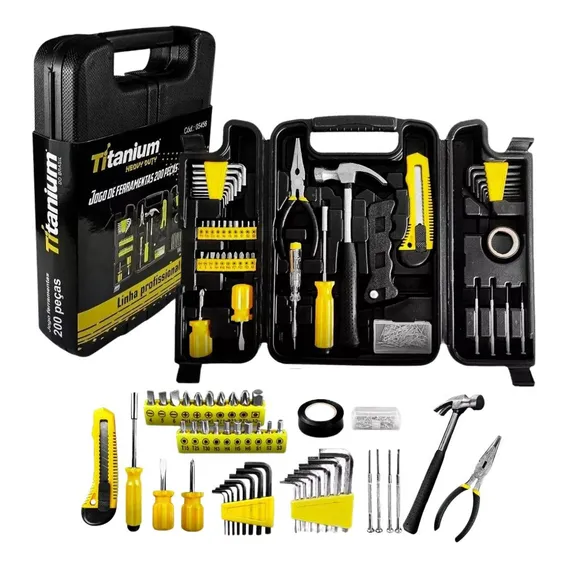 Kit Jogo Ferramentas Maleta 200 Peças Profissional Cor Preto Foto 1