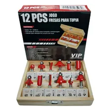 Kit Jogo Fresas Para Tupia Madeira 12 Peças Haste 6mm Foto  mini 1