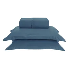 Kit Jogo Lençol Elástico 300 Fios Solteiro Cama 2 Peças Cor Marinho Foto mini 1