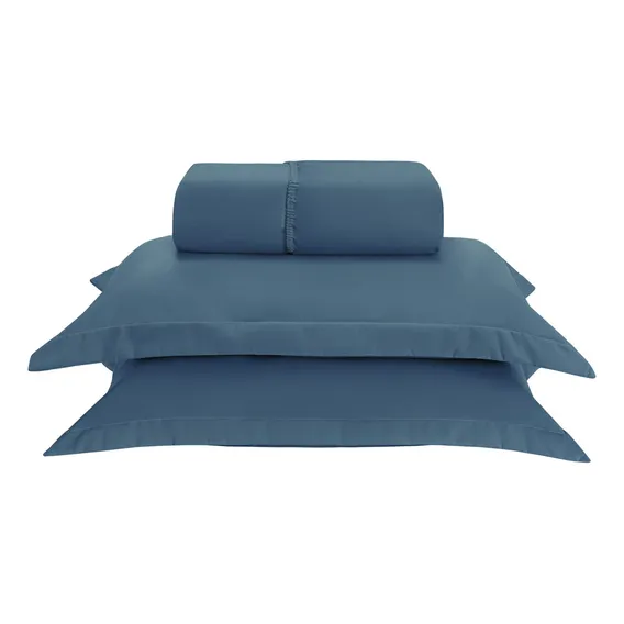 Kit Jogo Lençol Elástico 300 Fios Solteiro Cama 2 Peças Cor Marinho Foto 1