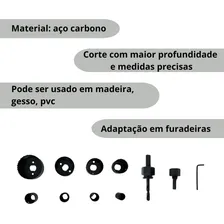 Kit Jogo Serra Copo 11 Peças + Estojo - Madeira Gesso Pvc Foto mini 4