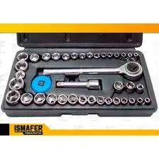 Kit Jogo Soquete E Catraca 40pç + Chave Combinada Boca 12pçs Cor Prateado Foto mini  3
