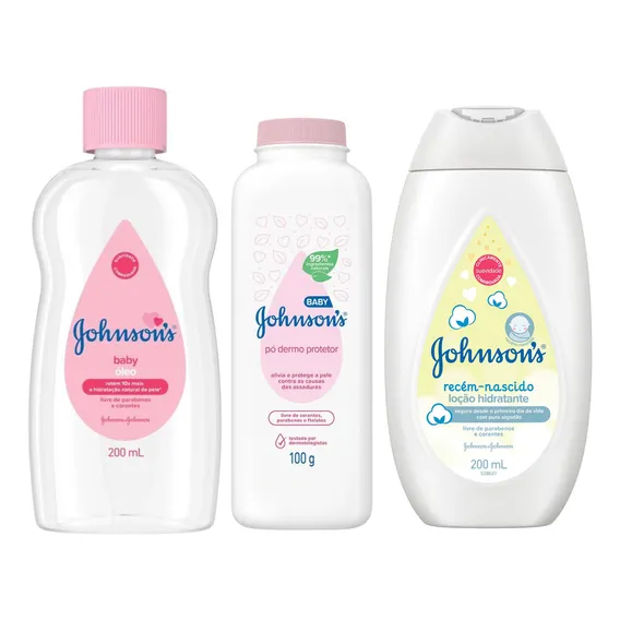 Kit Johnsons Oleo Baby Talco E Hidratante Recem Nascido Foto 1