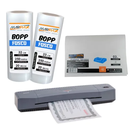 Kit Laminadora Aurora A3 + Bopp A4 + Bopp A3 Fosco 110v Foto 1