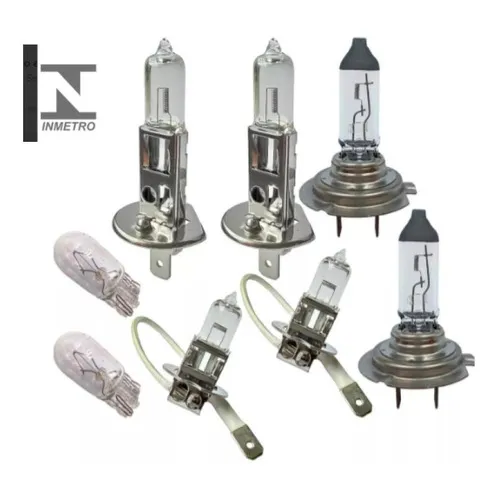 Kit Lampada Milha Farol Alto Baixo H1 H3 H7 T10 Foco Duplo Foto 1