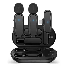 Kit Lapela Microfone Duplo Profissional P/ Samsung S20 S22 Cor Preto Foto mini 1