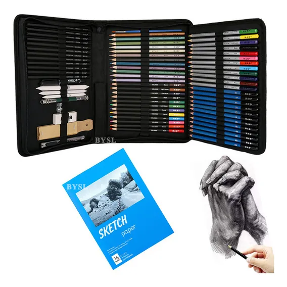 Kit Lápis De Desenho Estojo 71 Peças Pintura Profissional Artistica Foto 1